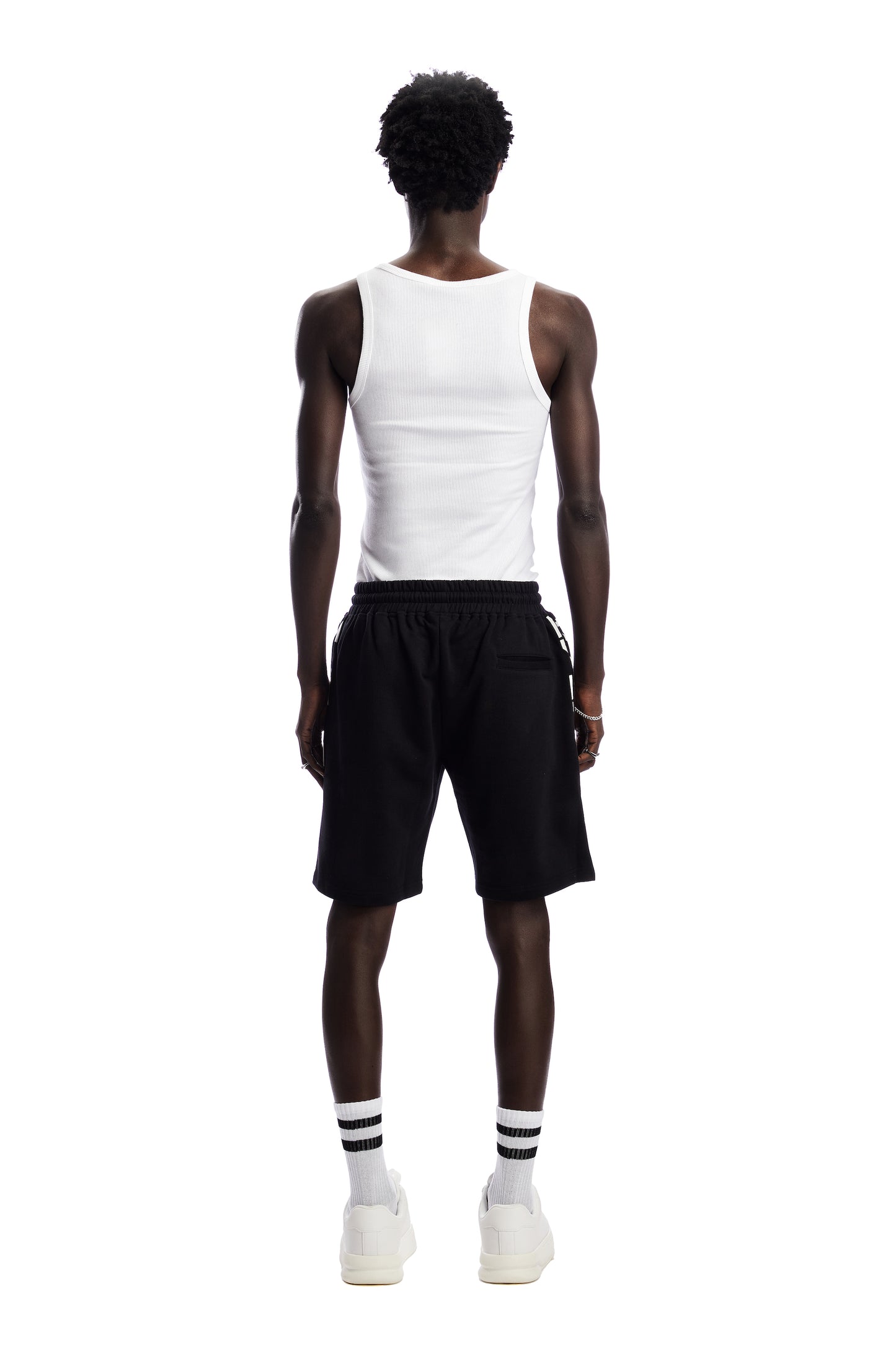 White on Black Shorts